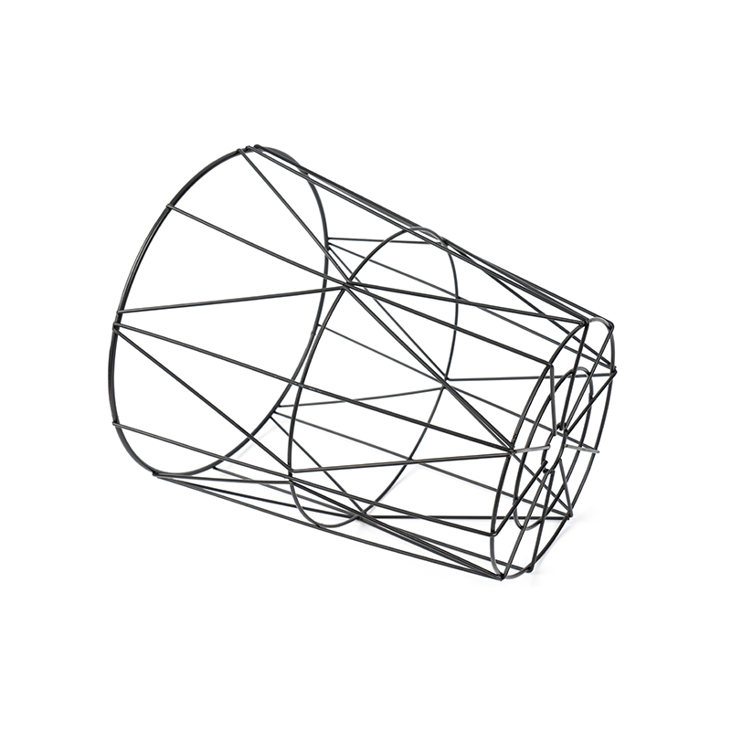 사무실 및 침실용 검정색 원형 철망사 쓰레기통
